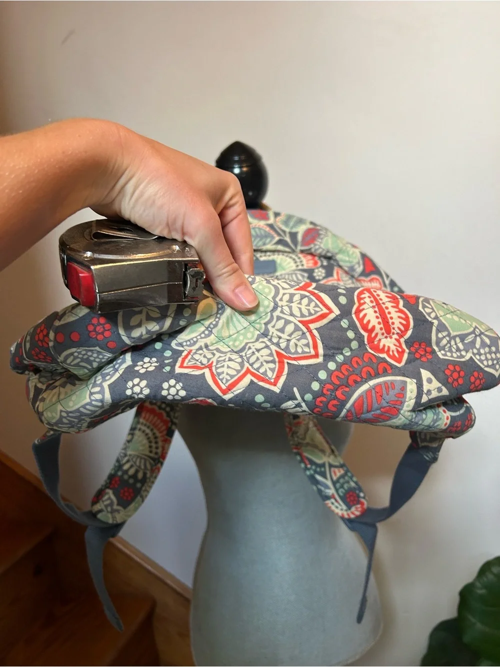 Retired Vera Bradley Nomadic Floral Quilted Large Backpack School red gray